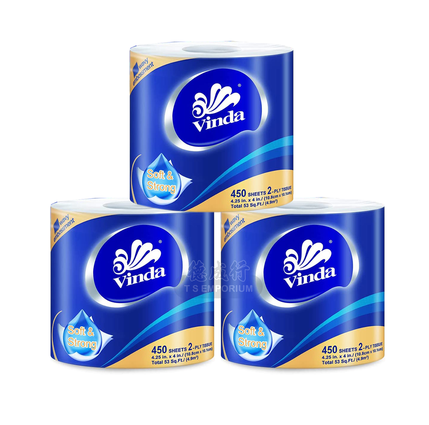 VINDA 2Ply Ultra Soft Strong Bath Tissue / Toilet Paper 450 Sheets Per