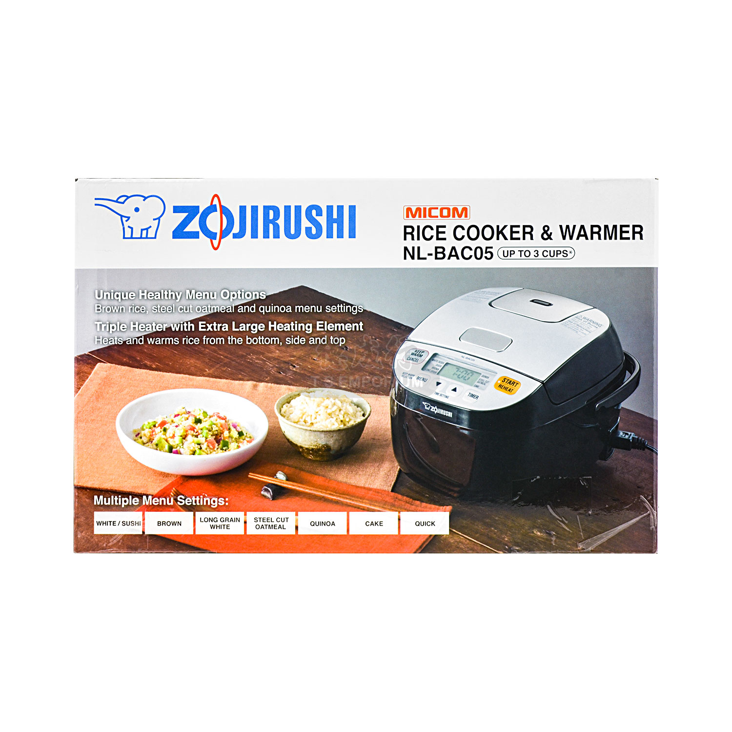 ZOJIRUSHI Rice Cooker & Warmer Silver Black 3cups (NLBAC05SB