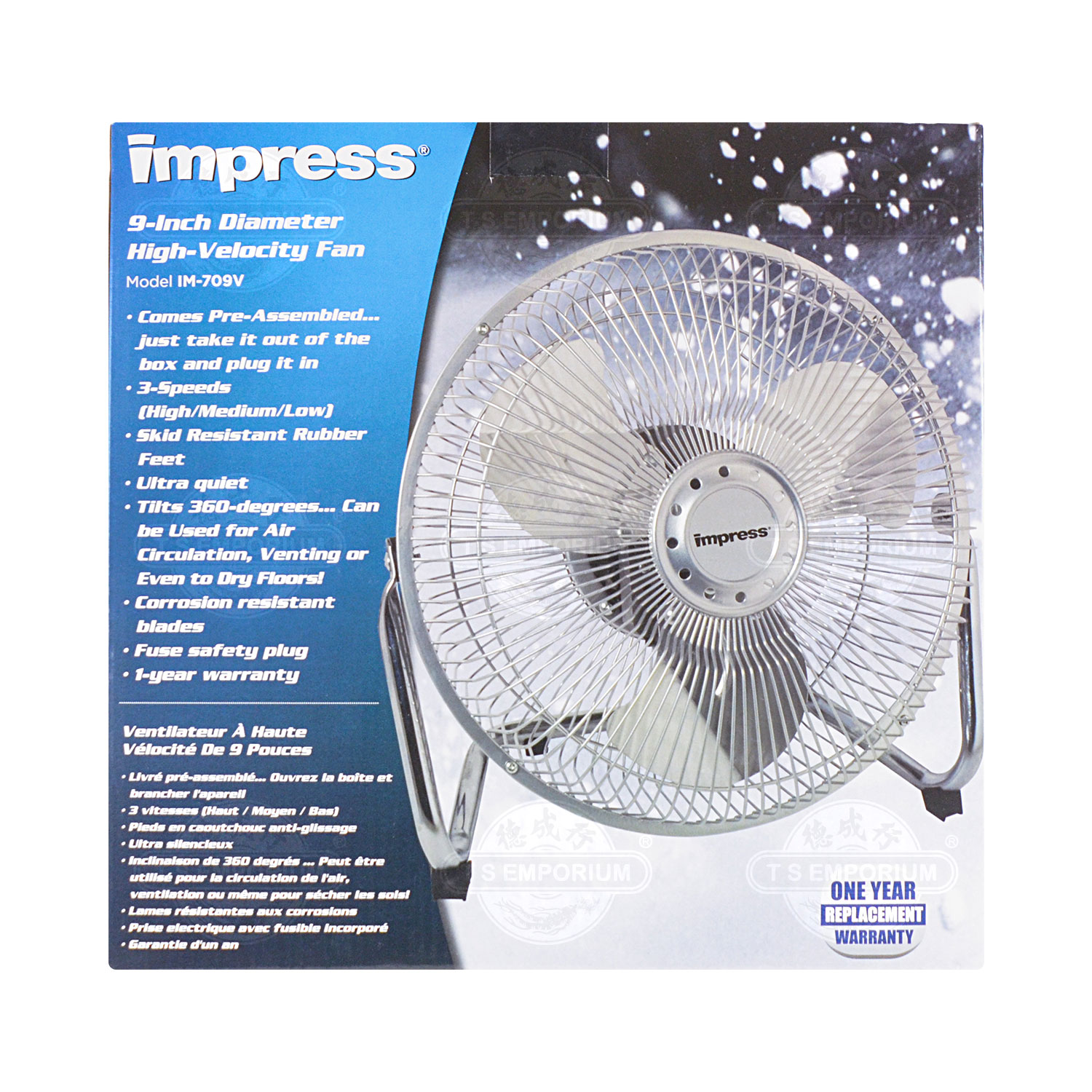 IMPRESS 9 Inch HighVelocity Electric Fan in Silver (IM709V) Tak