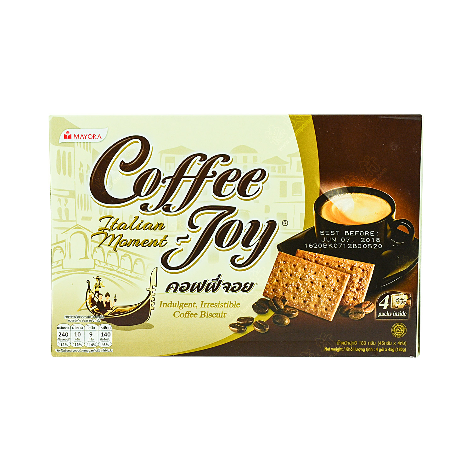MAYORA Coffee Joy Cookies, Italian Moment 180g Tak Shing Hong