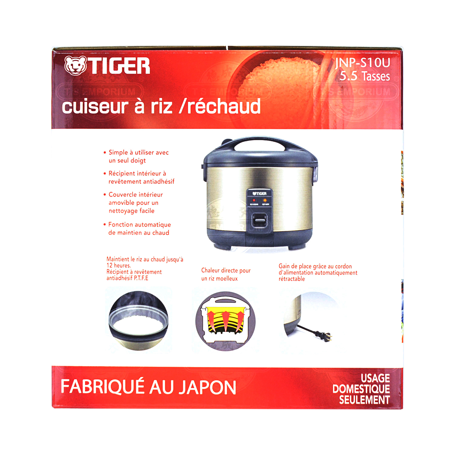 TIGER 5.5 Cups Rice Cooker/Warmer JNPS10U Tak Shing Hong