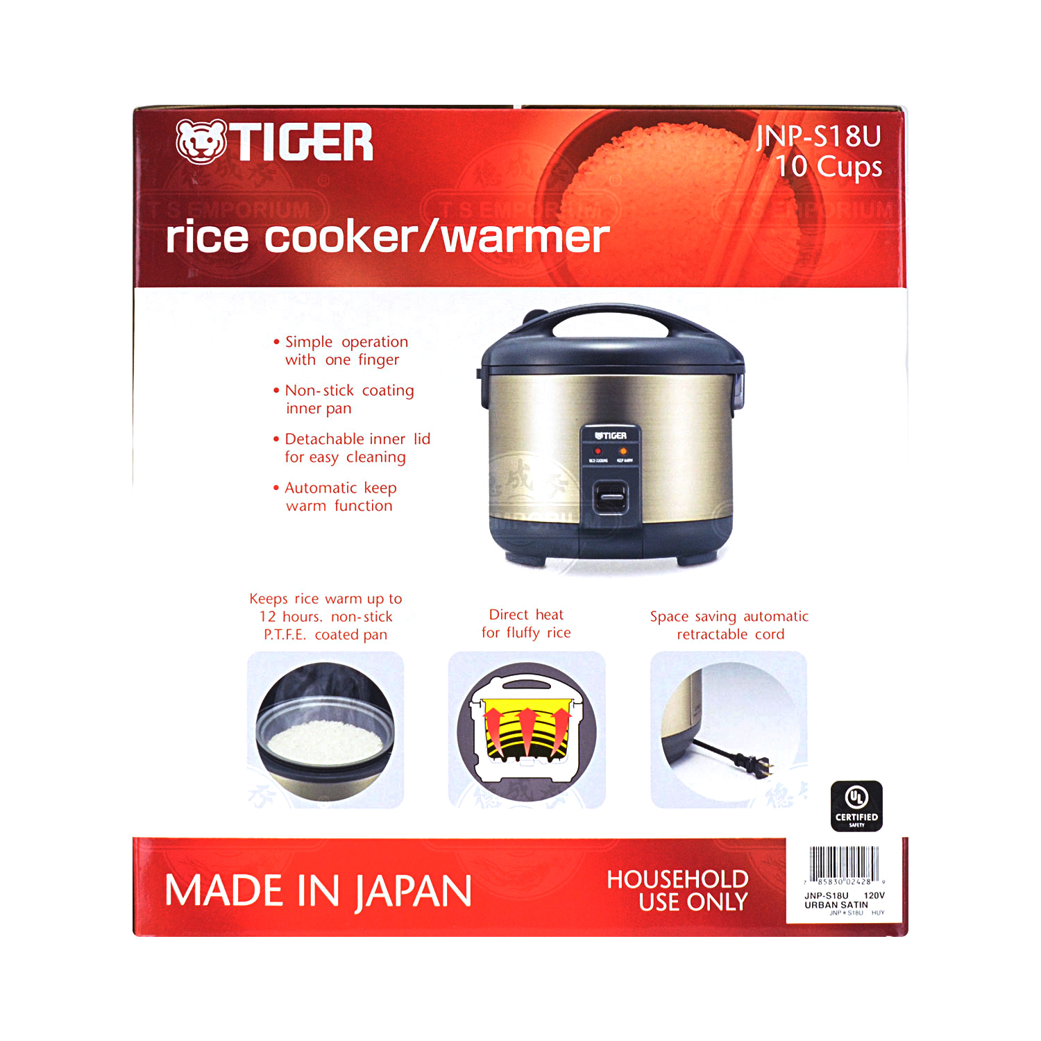 TIGER 10 Cups Rice Cooker/Warmer JNPS18U Tak Shing Hong