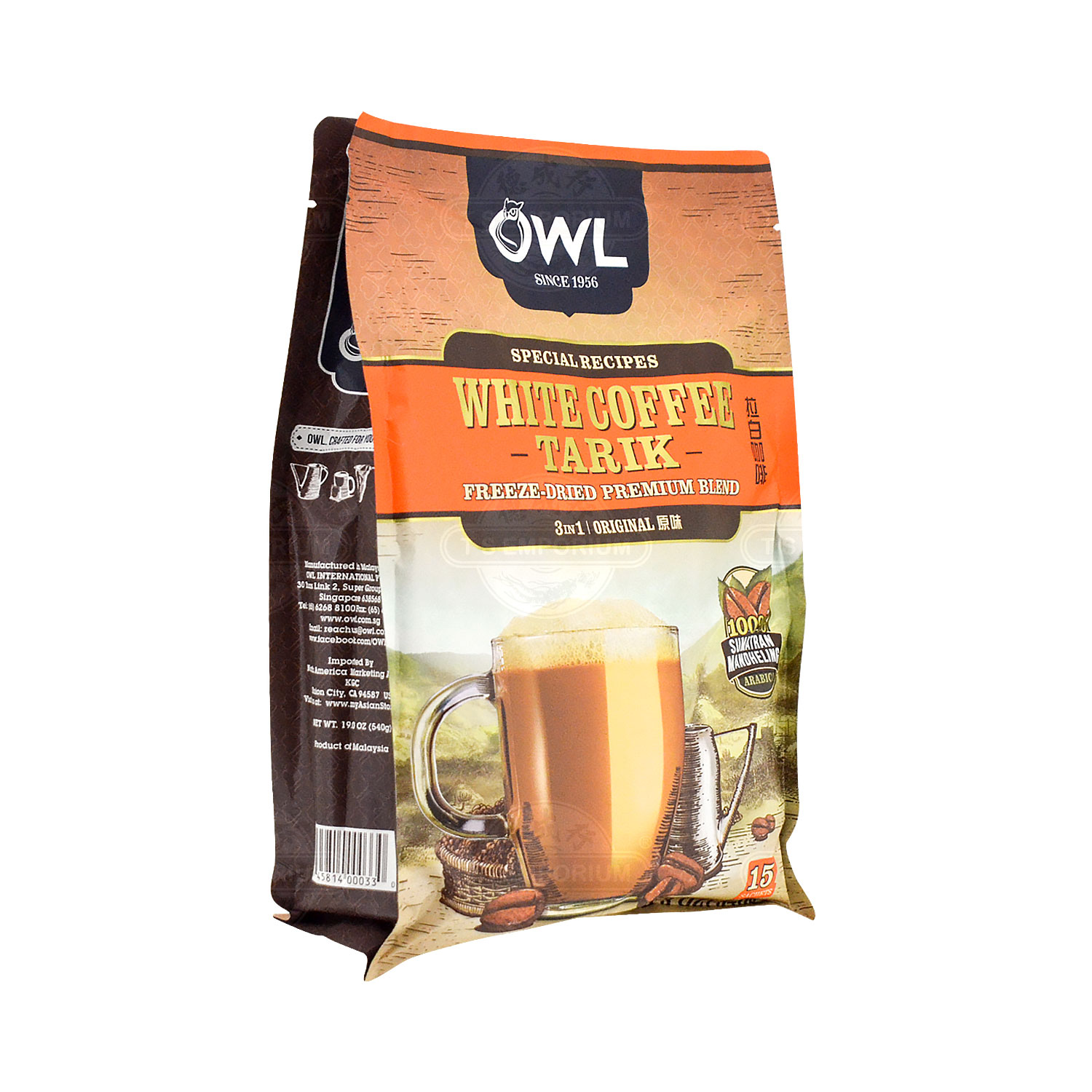 OWL White Coffee Tarik (Original) 540g (15 Sachets) Tak