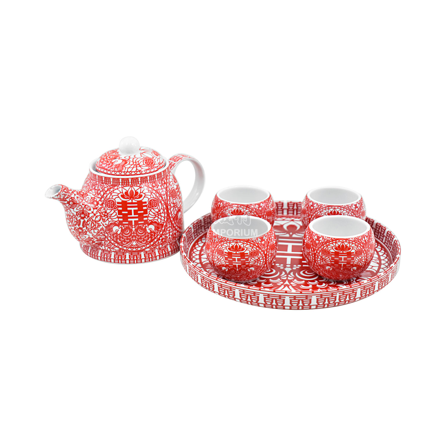 GUANG LI YUAN Happy Event "囍" Wedding Tea Set 6pcs Set (KCU2315) Tak
