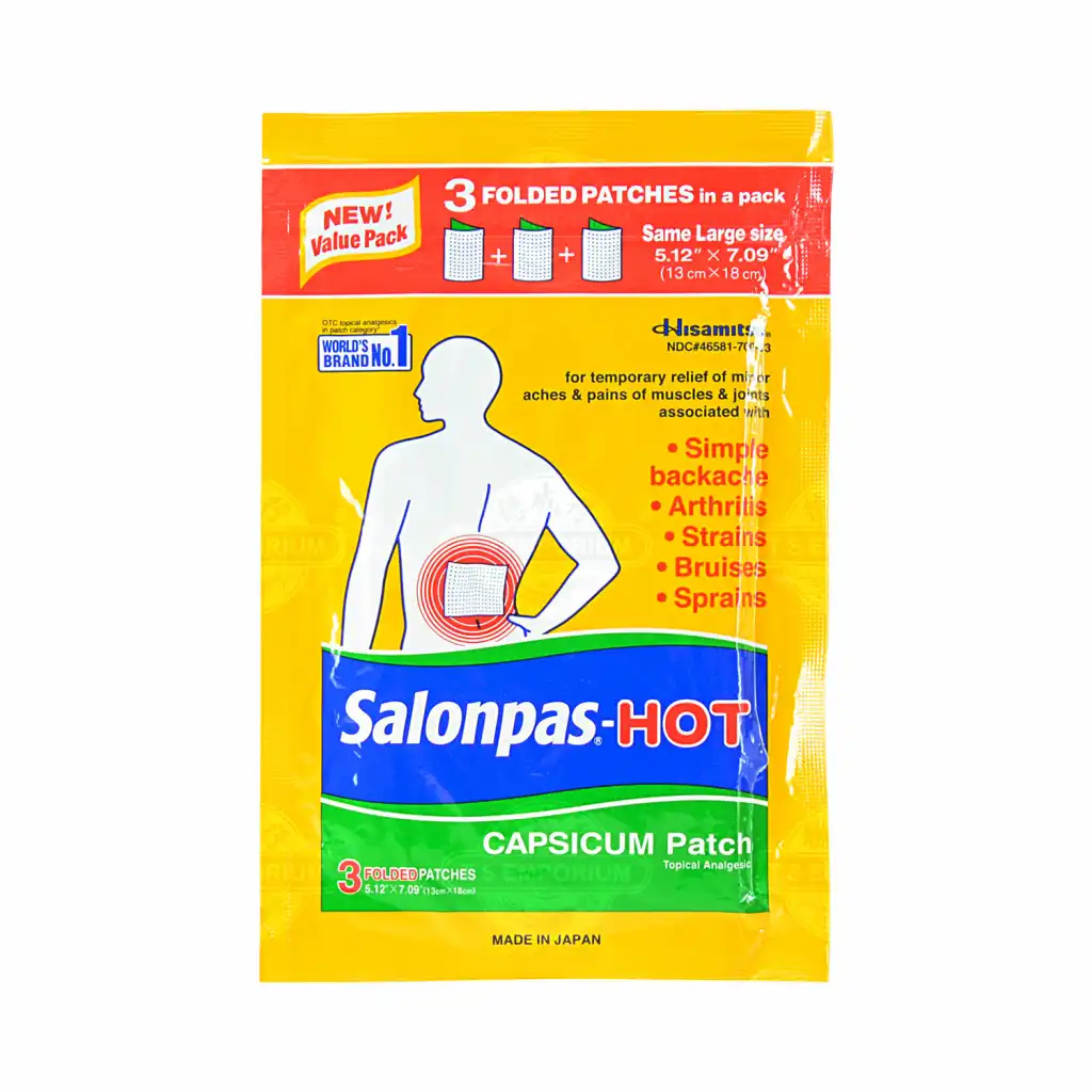 SALONPAS Hot Capsicum Patch 13X18cm / 3 Patches