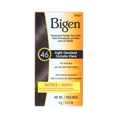 BIGEN Permanent Powder Hair Color (#46 Light Chestnut) 6g 美源 染发粉剂 (#46 浅栗色 Light Chestnut) 6g 美源 染髮粉劑 (#46 淺栗色 Light Chestnut) 6g