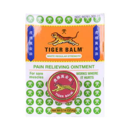 TIGER BALM White Regular Strength Pain Relieving Ointment (for sore muscles) 4g 虎标 白色常规万金油 4g (肌肉酸痛型) 虎標 白色常規萬金油 4g (肌肉酸痛型)