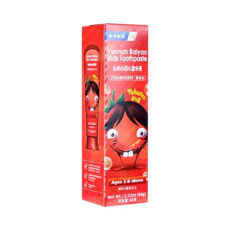 Yunnan Baiyao Probiotics Kids Toothpaste (Strawberry Flavor) 60g 云南白药 益生菌 儿童牙膏(草莓味) 60g 雲南白藥 益生菌 兒童牙膏(草莓味) 60g
