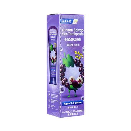 Yunnan Baiyao Probiotics Kids Toothpaste (Grape Flavor) 60g 云南白药 益生菌 儿童牙膏(葡萄味) 60g 雲南白藥 益生菌 兒童牙膏(葡萄味) 60g