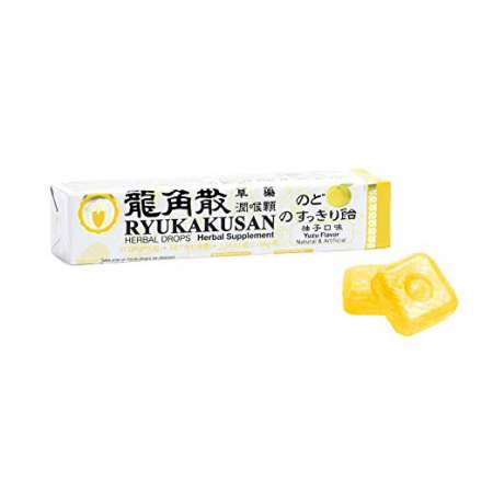 RYUKAKUSAN Throat Refreshing Herbal Drops White Yuzu Flavor 11 Drops (44g) 龙角散 草药润喉糖(柚子口味) 11粒入/44g 龍角散 草藥潤喉糖(柚子口味) 11粒入/44g