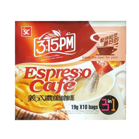 3:15PM 3 in1 Espreso Cafe 190g(19gX10Bags) 3点1刻 3合1美式浓缩咖啡 190g (19gX10包) 3點1刻 3合1美式濃縮咖啡 190g (19gX10包)