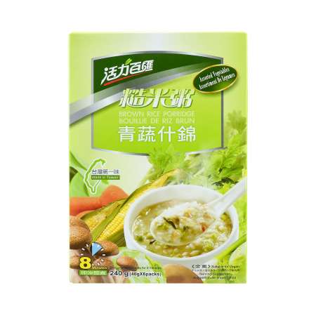 HEALTH STYLE Brown Rice Porridge with Assorted Vegetables (40g*6Packs) 240g 台湾活力百汇 糙米粥(青蔬什錦) 6袋入/240g 台灣活力百彙 糙米粥(青蔬什錦) 6袋入/240g