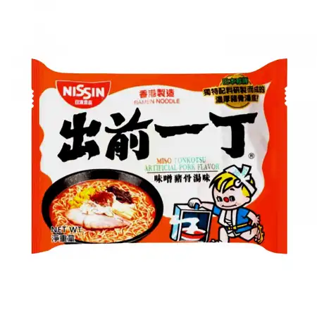 NISSIN Demae Ramen Noodle with Soup Base, Miso Tonkotsu Pork Flavor 100g