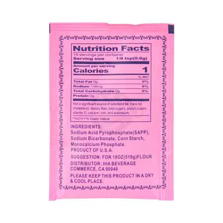Baking powder nutrition label