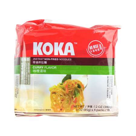 新加坡KOKA 非油炸拉面 咖喱汤味 4包入/340g KOKA Instant Non-Fried Noodles Curry Flavor 4packs/340g