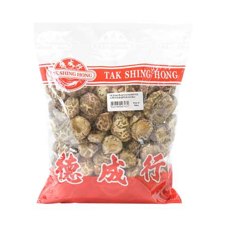 德成行 去蒂白花菇 16oz (#43142) TAK SHING HONG Dried Mushrooms 16oz (#43142)