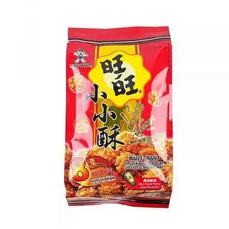 WANT WANT Golden Rice Cracker, Black Pepper Flavor 8pks/160g