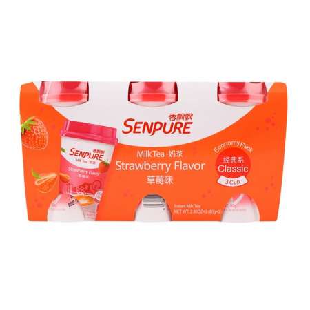 SENPURE Classic Milk Tea (Strawberry Flavor) 80g*3Cups - Tak 