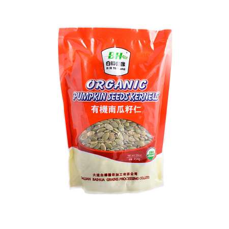 BHYK Organic Pumpkin Seeds Kernels 454g 白桦益康 有机南瓜籽仁 454g 白樺益康 有機南瓜籽仁 454g