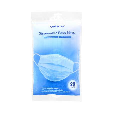 ORICH 三層防護无纺布无乳胶一次性口罩 20片 ORICH Disposable Face Mask 20pcs