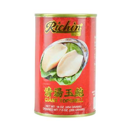 RICHIN Giant Top Shell canned (4 PIECES) 16oz 利成 墨西哥清汤玉鲍 罐头(4头) 16oz 利成 墨西哥清湯玉鮑 罐頭(4頭) 16oz