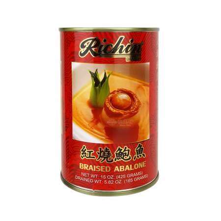 Richin (8 pcs) Braised Abalone Canned 15oz 利成 红烧鲍鱼罐头(8头) 15oz 利成 紅燒鮑魚罐頭(8頭) 15oz