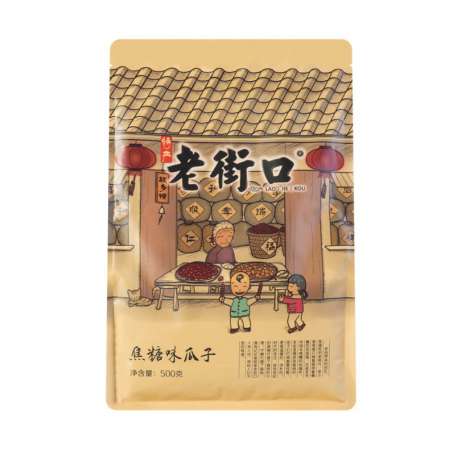 LAO JIE KOU Sunflower Seed Caramel Flavor 500g 老街口 焦糖味瓜子 500g 老街口 焦糖味瓜子 500g