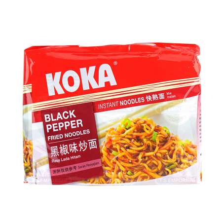 新加坡KOKA 黑椒味炒面 5包入/425g KOKA Black Pepper Fried Noodle Instant Noodle 5packs/425g