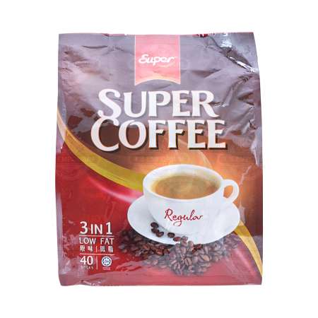 马来西亚SUPER 三合一原味低脂即溶咖啡 40包 800g SUPER Instant Low Fat Coffee (3in1) 40sticks 800g