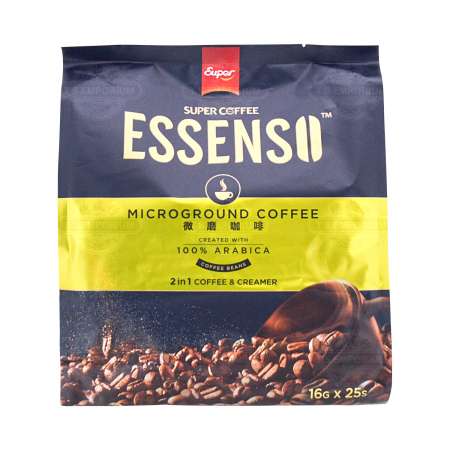 马来西亚SUPER Essenso二合一即溶微磨咖啡 25包 400g SUPER Essenso Instant Microground Coffee (2in1) 25sticks 400g