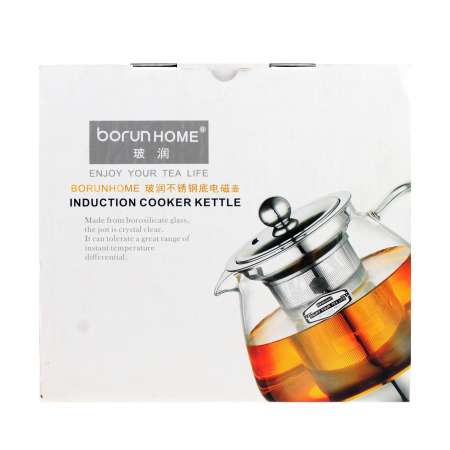 BORUNHOME INDUCTION COOKER KETTLE 800ml 玻润 不锈钢底电磁玻璃壶 800ml 玻潤 不鏽鋼底電磁玻璃壺 800ml