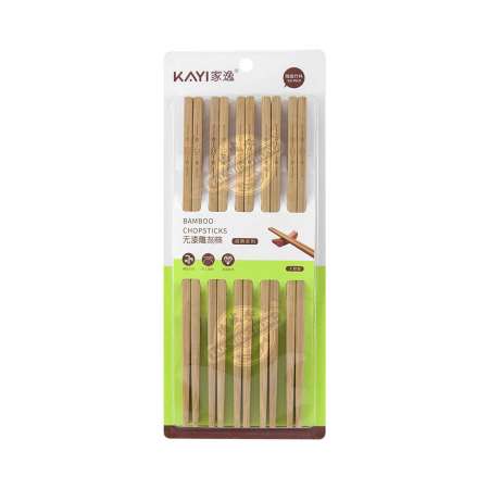 KAYI Classic Series Bamboo Chopsticks (Selection of Bamboo) 10Pairs 家逸 经典系列 无漆雕刻筷(精选竹料) 10双 家逸 經典係列 無漆雕刻筷(精選竹料) 10雙
