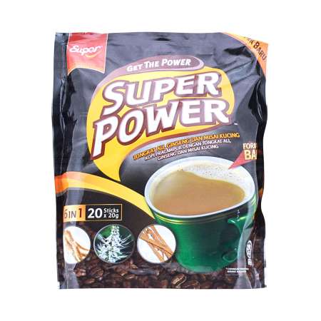 马来西亚SUPER 六合一东哥阿里人参猫须草咖啡 20包 400g SUPER Super Power 6in1 Coffee (20 sticks) 400g