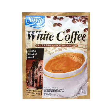SUN SOYA 3 in 1 Pre-mixed White Coffee 450g 马来西亚SUN SOYA 三合一即溶白咖啡 15包入/450g 馬來西亞SUN SOYA 三合一即溶白咖啡 15包入/450g
