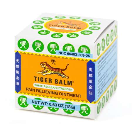 TIGER BALM White Regular Strength Pain Relieving Ointment 18g (for sore muscles) 虎标 白色常规万金油 18g (肌肉酸痛型) 虎標 白色常規萬金油 18g (肌肉酸痛型)